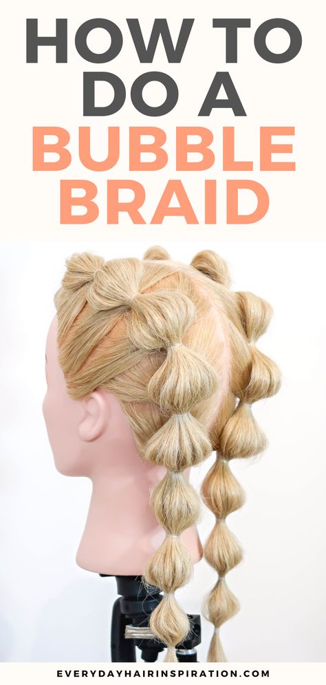 easy bubble braid Double Bubble Braid, Cheveux Courts Funky, Bubble Braid, Softball Hairstyles, Bubble Ponytail, Shorthair Hairstyles, Dance Hairstyles, Easy Braids, Hair Braids