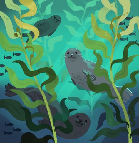 Ocean Illustration, Kelp Forest, Posca Marker, Animal Illustration Art, Posca Art, Art Forest, Art Sea, Stil Inspiration, Forest Art