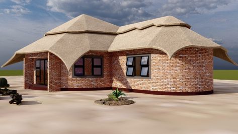 Let's Build Rural Homes ZW🇿🇼 | Rondovel plan for sale with gazebo and round hut kitchen Rural Home Exterior, Rondavel House Designs, Dome House Design, Open Plan Lounge, African Hut, Round House Plans, Budget House Plans, Retirement Village, Hut House