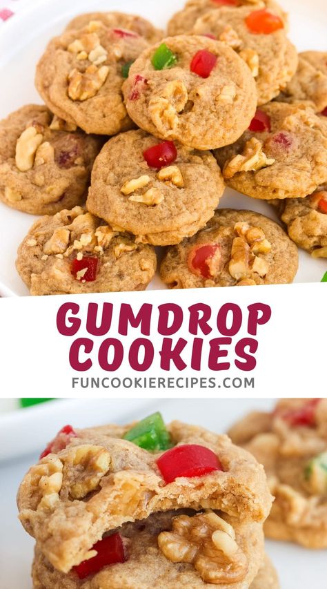 Gum Drop Cookies Christmas, Gum Drop Cookies, Gumdrop Cookies, Fun Cookie Recipes, 2024 Cookies, Drop Cookies Christmas, Learn To Bake, Christmas Sugar Cookies Decorated, Gum Drop