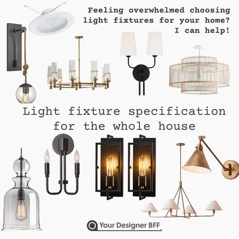 Struggling to find the perfect light fixtures for your home? Let us help you with a virtual design consultation to determine the style, budget, and specifications for every room in your house! Our skilled designers will work closely with you to understand your preferences and requirements, ensuring a cohesive, well-lit environment to make your space truly shine. This service includes a 15 to 30-minute virtual session, which can be substituted with written communication if preferred, and will inv Light Fixture Pairings, Whole Home Lighting Plan, Cohesive Lighting Fixtures, Open Floor Plan Lighting Combinations, Whole House Lighting Fixtures, Whole House Lighting Plan, Amazon Lights, Whole House Lighting, Small Open Floor Plan