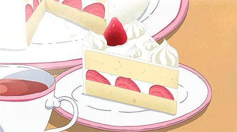 Anime Strawberry Cake, Strawberry Cake Aesthetic, Strawberry Shortcake Aesthetic, Shortcake Aesthetic, Japanese Strawberry Shortcake, Yumeiro Patissiere, Anime Bento, Japanese Christmas, Anime Cake