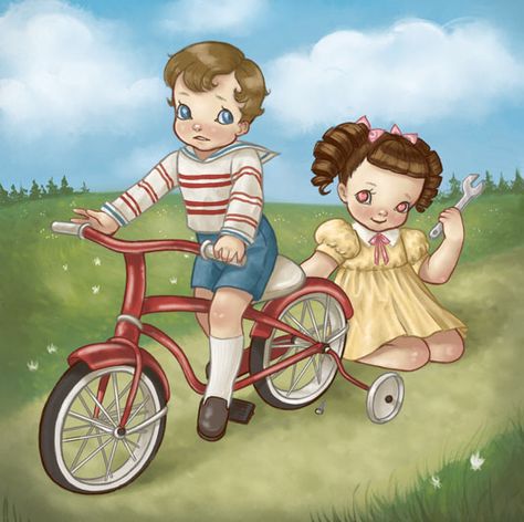 Training Wheels illustration by Chloe Tersigni (melaniemartinezmusic.com) Cry Baby Coloring Book, Cry Baby Storybook, Melanie Martinez Coloring Book, Cry Baby Album, Baby Story Books, Melanie Martinez Style, Melanie Martinez Songs, Melanie Martinez Drawings, Arte Van Gogh