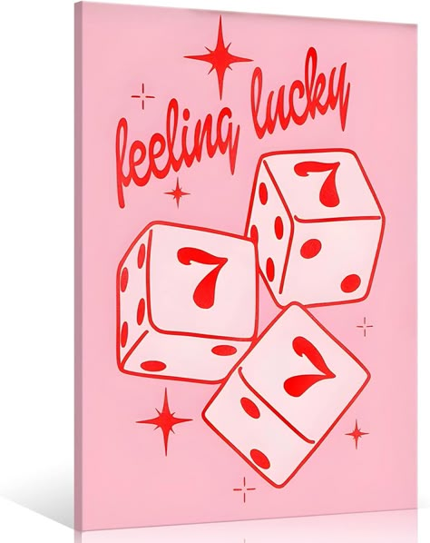 Cmoqtiv pink lucky Lucky number 7 dice aesthetic posters funny preppy playing card canvas wall art game room prints painting retro trendy modern wall decor for teen girl bedroom dorm 12x16in unframed Dice Aesthetic, Funny Preppy, Wall Art Game Room, Posters Funny, Pink Canvas Art, Game Room Wall Art, Aesthetic Posters, Bar Cart Art, Hippie Painting