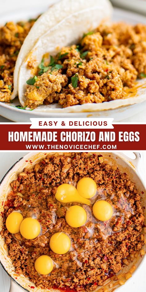 If you've got 20 min to spare, treat yourself to this filling Chorizo and Eggs recipe. This flavor-packed Mexican breakfast idea is so good! Chorizo Breakfast Tostadas, Chorizo Recipes Breakfast Burritos, Soy Chorizo Recipes Breakfast, Chorizo Breakfast Meal Prep, Chorizo Eggs And Potatoes Breakfast Burritos, Eggs With Chorizo, Mexican Eggs Breakfast, Chorizo And Eggs Tacos, Chorizo Sausage Breakfast Recipes