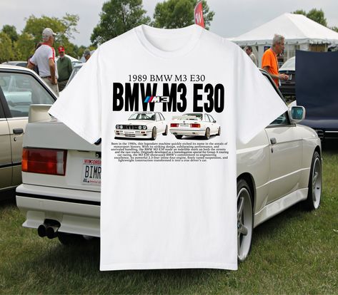 Retro Car T-Shirt BMW E30 M3 Racing Streetwear, Gift for Dad, Gift for Car Guys 📌 HOW TO PLACE ORDER: * Select the 𝗦𝗶𝘇𝗲 * Select the shirt color * Select the quantity, * Click 𝗔𝗗𝗗 𝗧𝗢 𝗖𝗔𝗥𝗧. If you want to buy more than one, please go back to the listing and repeat the steps. 👉If you have any question, please send us a message. 📌 CARE INSTRUCTION: * Use cold water when washing * Do not use bleach * Do not dry clean * Do not use an iron directly on the design. 📌 PROCESSING AND SHIPPING TIMES: * Please allow 3 - 5 business days for your order to be processed and made * Standard shipping takes 5 - 7 days with US customers and will 10-15 days for others, depending on your location * Please make sure your shipping address is correct before placing order 📌 RETURN AND EXCHANGE POL Car T Shirt Design, E30 M3, Bmw E30 M3, Cars Tees, Car T Shirt, Car Shirts, Retro Car, Graphic Tshirt Design, Bmw E30