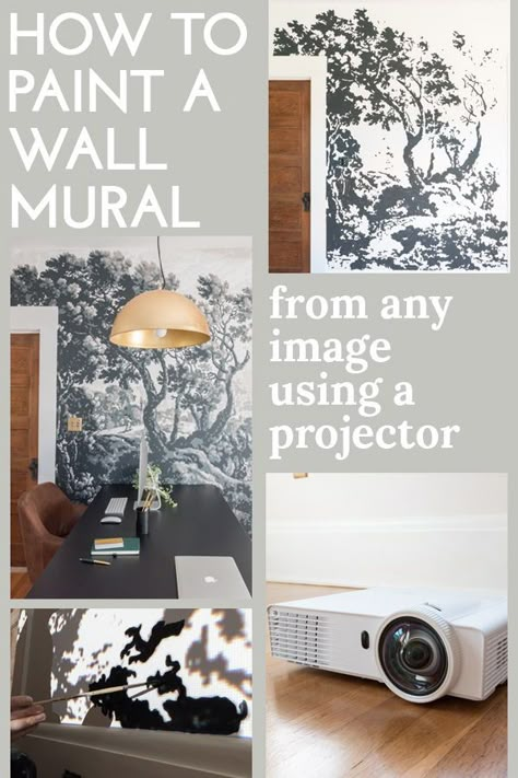 How to paint a mural from any image using a projector Photograph Painting, Projector Paint, Projector Ideas, Art Projector, Projector Wall, Geometry Wallpaper, Wall Murals Diy, Diy Mural, Interior Murals