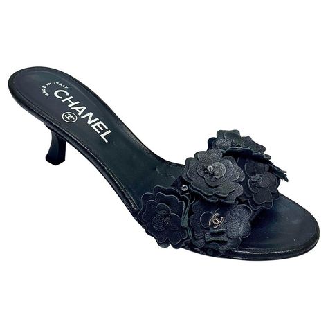 Sandals Chanel, Chanel Slippers, Chanel Mules, Slippers Fluffy, Chanel Heels, Sequin Heels, Chanel Boots, Mules Sandals, Chanel Camellia