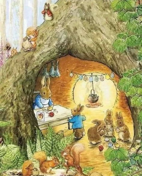 Beatrix Potter Illustration Peter Rabbit Illustration Beatrix Potter, Beatrice Potter Illustration, Beatrix Potter Christmas, Vintage Children's Books Illustrations, Peter Rabbit Aesthetic, Beatrix Potter Aesthetic, Vintage Childrens Book Illustrations, Cozy Animals, Peter Rabbit Illustration