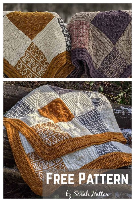 A Day Out Blanket Free Knitting Pattern Knitted Picnic Blanket, Knit Blanket Squares Block Patterns, Patchwork Knitted Blanket, Knit Throw Blanket Pattern, Knitted Squares Pattern, Stitch Step By Step, Knitting Projects Blanket, Knitting Quilt, Ladies Cardigan Knitting Patterns