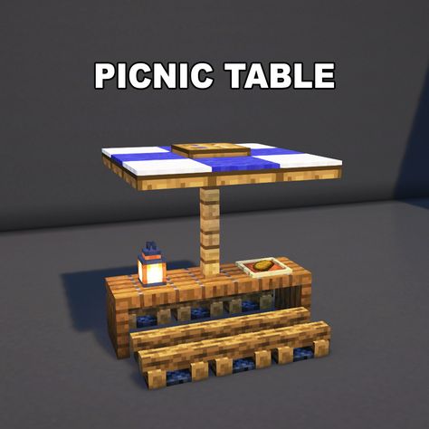 Minecraft Picnic Table ✅ Follow for OP Minecraft Builds 📢 Share with your Friends 💬 Rate this Build 1-10 🔖Tags 🔖 #minecraft #minecraftbuilds #minecrafters #minecraftpe #minecraftmemes #mınecraftideas #minecraftbuild #minecraftbuilding #minecraftbuilding #minecrafttutorial #minecraftonly #mcpe #minecraftpc #minecraftcreations #minecraftdaily #minecraftdesign #minecraftjava #minecrafts #minecraftyoutuber #gaming Minecraft Tables Ideas, Beach Umbrella Minecraft, Picnic Ideas Minecraft, Minecraft Booth Design, Minecraft Picknick Table, Tables In Minecraft, Patio Minecraft Ideas, Tent Minecraft Ideas, Restaurant In Minecraft