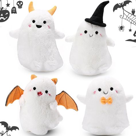 PRICES MAY VARY. Quantity and Size: you will receive 4 pieces of ghost plush toys in different styles, each cute little ghost is about 8 inches/ 22 cm high, with various styles and suitable sizes, enough for you to play or decorate Quality Material: this ghost plush is made of soft rabbit fur, the eyes of the doll are embroidered, hand stitched, vivid, and cute, the fabric is soft and comfortable, and your little ones can also hug and play with confidence Exquisite Design: 4 different styles of Cute Halloween Stuff, Underarm Workout, Christmas Birthday Party Favors, Halloween Plushies, Ghost Plushie, Halloween Gifts For Kids, Spooky Dolls, Ghost Plush, Clay Creatures