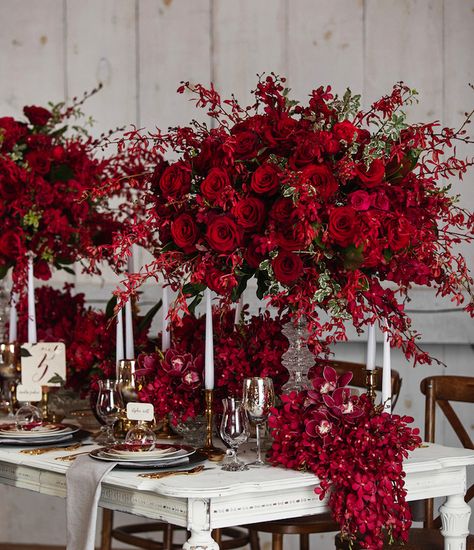 Red Centerpieces, Reception Layout, Red Wedding Theme, Red Rose Wedding, Red Wedding Flowers, Rose Centerpieces, Wedding Event Design, Flower Centerpieces Wedding, Valentine Wedding