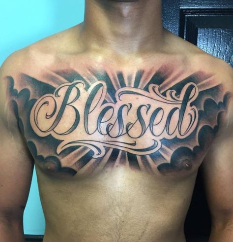 Chest Tattoo Writing, Chest Tattoo Lettering, Tattoo Writing Styles, Dr Tattoo, Blessed Tattoos, Font Tato, Tattoo Writing, Phönix Tattoo, Tattoo Lettering Design