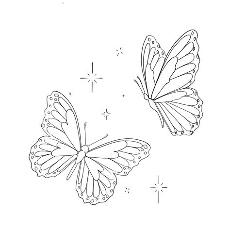 Butterfly Monarch Drawing, Butterfly Stencil Templates Tattoo, Butterfly Stencils Tattoo, Monarch Butterfly Line Drawing, 2 Butterfly Tattoo Stencil, Linework Tattoo Stencil, Butterfly Tattoo Linework, Butterfly Tattoo Stencil Design, Butterflies Tattoo Stencil