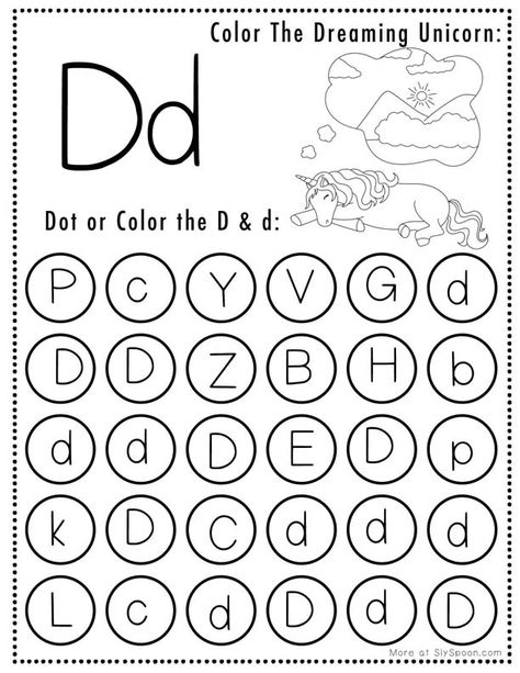 Free Printable Unicorn Themed Letter D Worksheets For Kids - Letter Tracing Pages, Dot Pages, and Coloring Worksheets featuring cute unicorns. Perfect for preschoolers and kindergarteners learning their ABCs. #letterD #worksheets #printables #unicorn #preschool #kindergarten #education #learning #freeprintables #lettertracing #unicorncoloringpages #freeprintableworksheets #freeunicornworksheets #unicornlearningpages #freeletterd Letter D Preschool Worksheets, Free Letter D Worksheets Preschool, D Worksheets Preschool, Letter D Preschool Activities, Letter D Coloring Pages Free Printables, Letter D Tracing, Letter D Free Printable Worksheets, Letter D Tracing Preschool, Letter D Worksheets Preschool