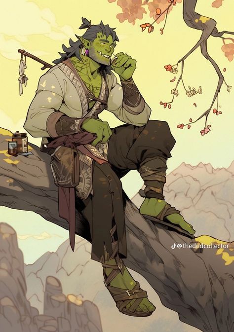 Orcs Fantasy Art, Handsome Orc Male, Orc Fashion, Dnd Orc Character Design, Orc Male Character Design, Dnd Gnome Male, Half Orc Character Design, Half Orc Male Character Design, Half Orc Dnd Male