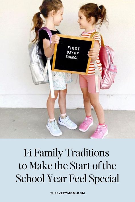 Starting a few back-to-school family traditions to celebrate a new school year is super fun. Check out this list for our best ideas! Start Of School Year Ideas Kindergarten, First Day Of Kindergarten Traditions, First Day Of School Traditions For Kids, School Traditions To Start, 1st Day Of School Traditions, Back To School Traditions For Kids, First Day Of School Traditions, Back To School Traditions, Starting A New School