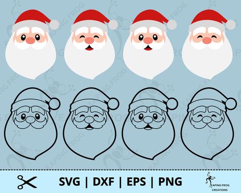 Santa Faces, Stencil Outline, Hand Painted Wine Bottles, Santa Svg, Prim Christmas, Santa Face, Two Year Olds, Silhouette Files, Cricut Cut Files