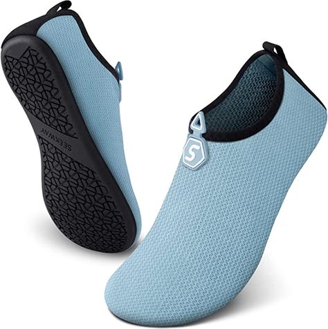 Amazon.com | SEEKWAY Water Shoes Aqua Socks Barefoot Quick-Dry Slip-on for Women Men Beach Pool Swim River Lake Surf Drop Light Blue SK001 | Water Shoes Drop Light, Dry Land, Aqua Socks, Water Shoes For Men, Walking Barefoot, White Water Rafting, Beach Swim, Men Beach, Beach Volleyball