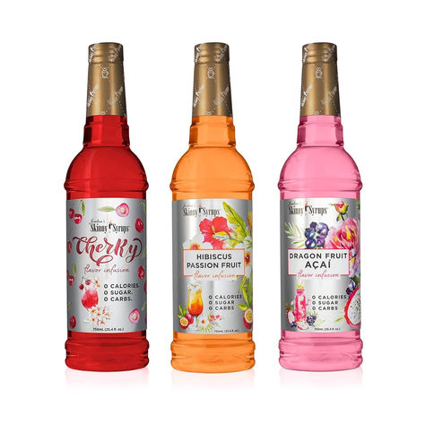 Enjoy this delicious assortment of Jordan's Cherry, Hibiscus Passion Fruit, and Dragon Fruit Acai Sugar Free syrups! This assortment also makes a wonderful gift for friends and family! 0 Calories. 0 Sugar. 0 Carbs. Includes 3 bottles. 750ml / 25.4 oz each flavor. Gluten Free & Kosher. Keto-Friendly. Made in the USA. Sugar Free Coffee Syrup, Mocktail Bar, Sugar Free Fruits, Acai Fruit, Suga Suga, Cocktail Syrups, Cocktail And Mocktail, Coffee Syrup, Sugar Free Syrup