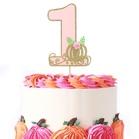 PRICES MAY VARY. UNIQUE DESIGN - Celebrate your little one's milestone first birthday with this beautiful little pumpkin cake topper ! the gold "1" is matched with pink and orange respectively , and the small flowers on it are also carefully prepared by us SUITABLE SIZE - The size of the pumpkin is 5*3.3 inches , and the height including the bamboo skewers is 9.2 inches , all the bamboo skewers are already assembled , you just need to insert the birthday cake and it will be the perfect party dec First Birthday Girl Themes Fall, Our Little Pumpkin Is Turning One, Pumpkin First Birthday Cake, Pumpkin 1st Birthday Party, Fall Birthday Cake, Fall Birthday Cakes, Girls First Birthday Cake, Pumpkin Birthday Parties, Pumpkin 1st Birthdays