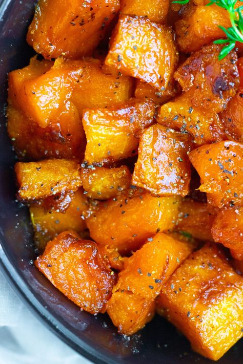 Roasted Butternut Squash Maple Syrup, Candied Butternut Squash Recipes, Maple Butternut Squash Recipes, Butternut Squash Sides Recipes, Roasted Butternut Squash With Maple Syrup, Maple Glazed Butternut Squash, Maple Roasted Squash, Maple Glazed Squash, Honey Roasted Butternut Squash Cranberry