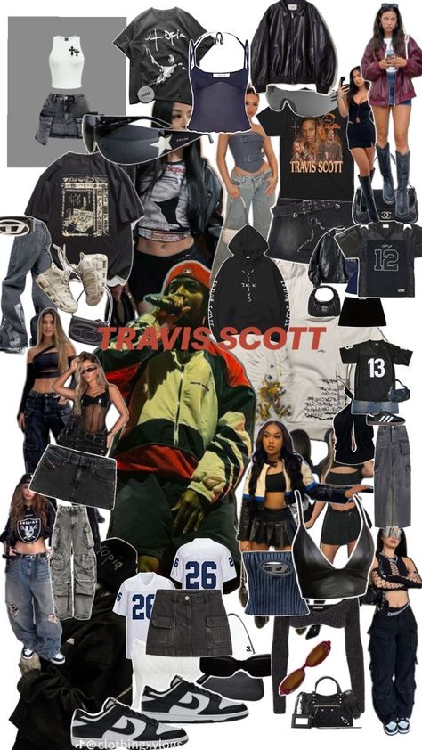 Outfit Ideas For Sza Concert, Travis Scott Aesthetic Outfits, Utopia Concert Outfit, Travis Scott Inspired Outfit, Travis Concert Outfit, Sza Style Outfits, Travis Scott Outfits Concert, Travis Scott Concert Outfit Ideas, Sza Outfits Concert