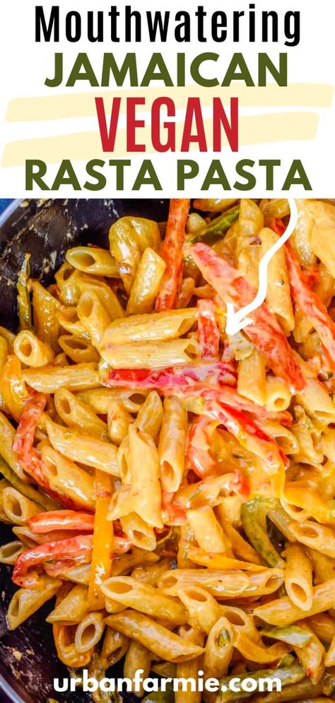 This flavorful and mildly spiced pasta dish is made with fresh, simple, and meatless ingredients, making it a great option for vegetarians and vegans. And the best part? It's ready in just 30 minutes! Whether you're craving comfort food or seeking out new flavors, this Jamaican Rasta pasta recipe delivers on both taste and convenience. So why not add some Caribbean flair to your dinner rotation tonight? Rasta Pasta Jamaican Dairy Free, Vegetarian And Vegan Recipes Dinners, Awesome Vegan Recipes, Vegan Dinner Recipes Pasta, Easy Plant Based Crockpot Recipes, Vegan Pasta Pasta, Vegan Dinners Recipes, Low Carb Jamaican Recipes, Vegan Fajita Pasta