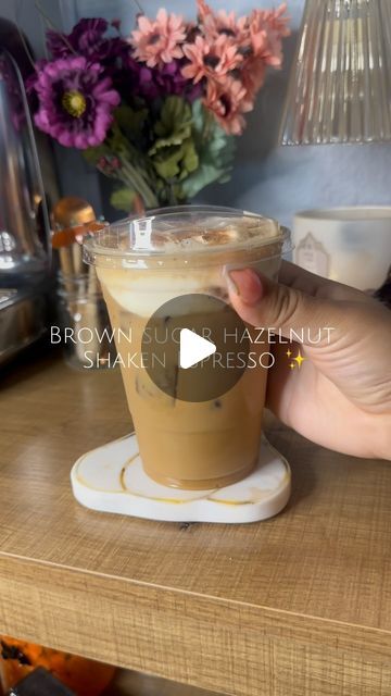 Mayra ✨ on Instagram: "Brown sugar & hazelnut shaken espresso ✨

Here’s what I used ⤵️
• 1.5 tbs brown sugar 
• about 1tb @torani hazelnut syrup 
• 2 shots of espresso @nespresso ice leggero 
• ice
• shakeee 
• more ice in new cup 
• @chobani oat milk 
• pumpkin cream cold foam 
• cinnamon sugar 

#shakenespresso #coffeeaddict #coffeeholic #cafecito #explore #fyp" Pumpkin Cream Cold Foam, Cream Cold Foam, Shaken Espresso, Cold Foam, Pumpkin Cream, Oat Milk, Cinnamon Sugar, Coffee Addict, Hazelnut