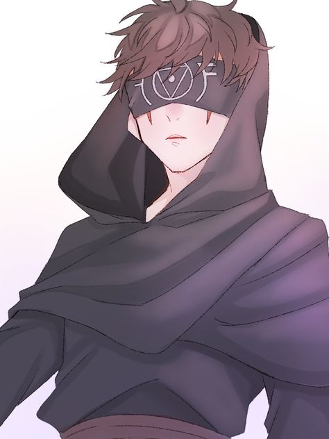 Blindfolded Anime Character, Blindfold Character Art, Anime Blindfolded Guy, Blindfolded Dnd Character, Blindfolded Character Art Male, Blindfold Drawing Reference, Blindfold Character Design, Blind Anime Character, Blind Oc Art