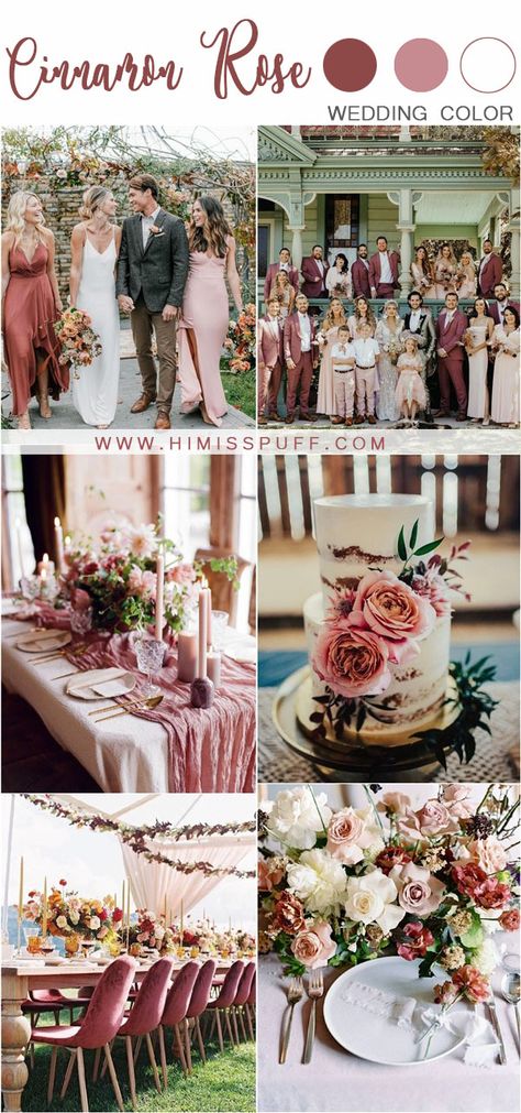 cinnamon rose dusty rose wedding color ideas #wedding #weddings #weddingideas #weddingcolors #weddinginspiration #himisspuff Cinnamon Rose Wedding, Color Ideas Wedding, Mauve Wedding Colors, Dusty Rose Wedding Colors, Mauve Bridesmaid, Mauve Bridesmaid Dress, Cinnamon Rose, Popular Wedding Colors, Wedding Color Combos