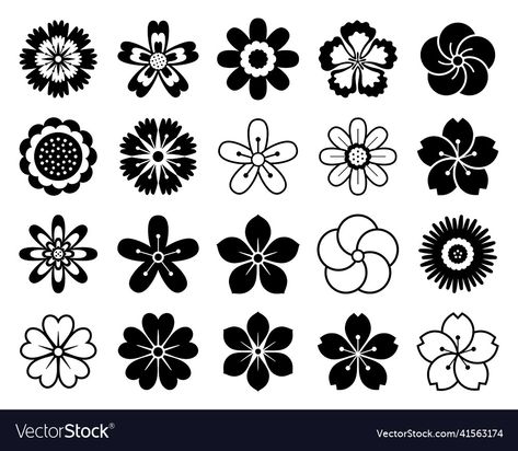 Motif Vector, Flower Elements, Flower Symbol, Element Symbols, Flower Icons, Self Care Bullet Journal, Embroidery Flowers Pattern, Vector Flowers, Embroidery Inspiration