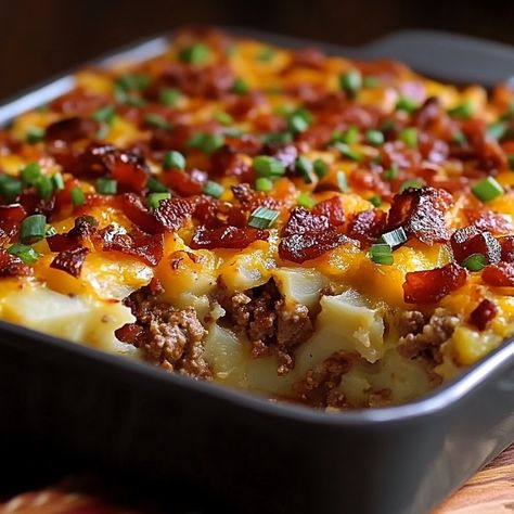 Loaded Mash Potato Meatloaf Casserole, Loaded Mashed Potato Meatloaf, Layered Crockpot Meals, Loaded Potato Meatloaf Casserole Recipe, Meatloaf And Potato Casserole, Hamburger And Mashed Potatoes, Dinner With Potatoes And Ground Beef, Best Hot Dish Recipes, Mashed Potato Lasagna