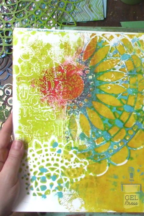 Denise is back with another Print to Project. This time she is getting ready for Christmas! Watch as she uses paint with stencils and embossing folders (as texture plates) to create 4 big beautiful backgrounds that she will use later in Part 2 to make some fabulous cards. Gel Press Products Used: 12 X 12 Gel Press Plate https://gelpress.com/product/10803/ Geli Plate Art, Gel Press Printing, Gel Printing Ideas, Gel Printing Techniques, Gel Plate Printing Ideas, Monoprint Tutorial, Gelli Plate Cards, Gelli Printing Tutorials, Gel Plate Printing