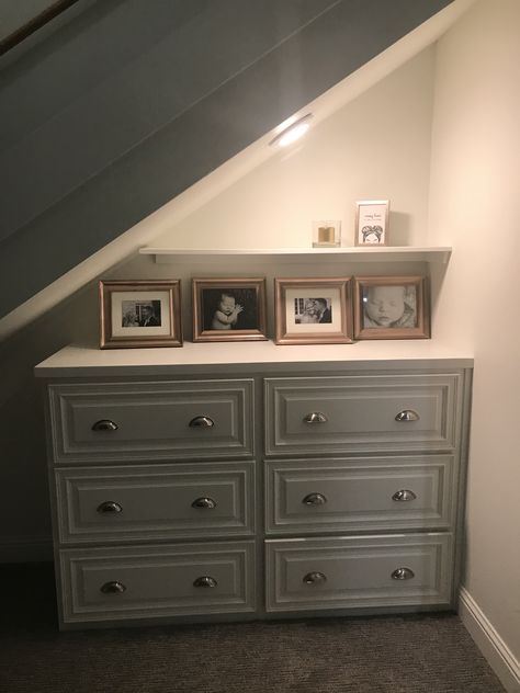 Dresser Under Stairs, Stairs White, White Dresser, Basement Remodel, Closet Space, Under Stairs, Decor Home Living Room, Closet Bedroom, Basement Remodeling