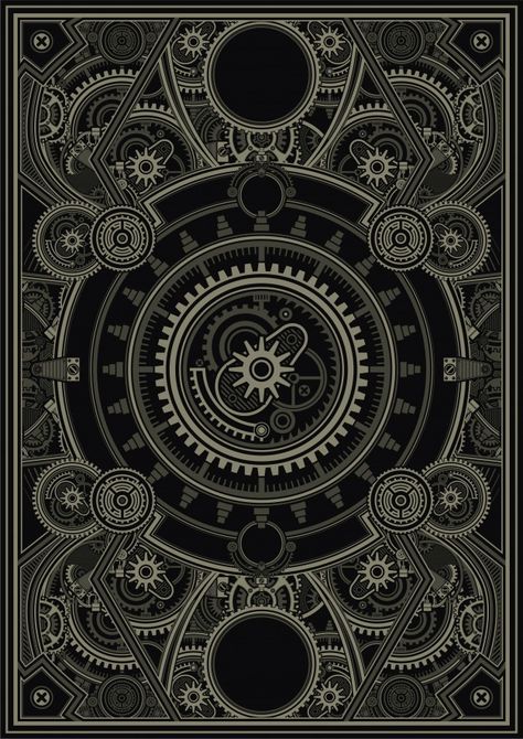 Steampunk poster template vector eps | Premium Vector #Freepik #vector #logo #poster #gold #cover Steampunk Poster, Witchcraft Design, Art Deco Tattoo, Arte Steampunk, Playing Cards Design, 카드 디자인, Retro Logos, Steampunk Design, Tarot Art