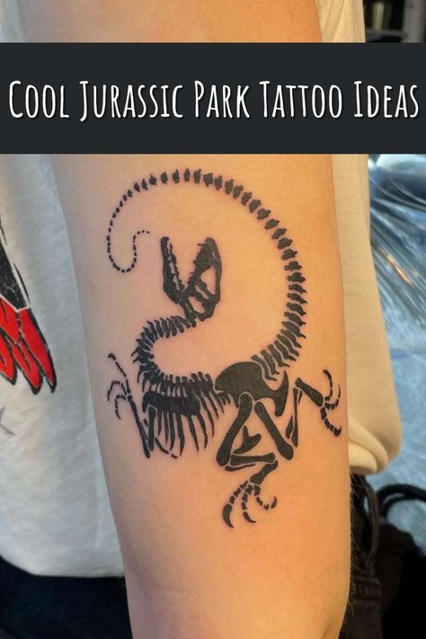 Bumpy Jurassic World Tattoo, Dino Dna Tattoo, Dinosaur Tattoo Raptor, Life Finds A Way Tattoo Jurassic Park, Jurassic Park Tattoo Small, Dinosaur Bones Tattoo, Jurassic Park Tattoo Ideas, Carnotaurus Tattoo, Jurassic World Tattoo