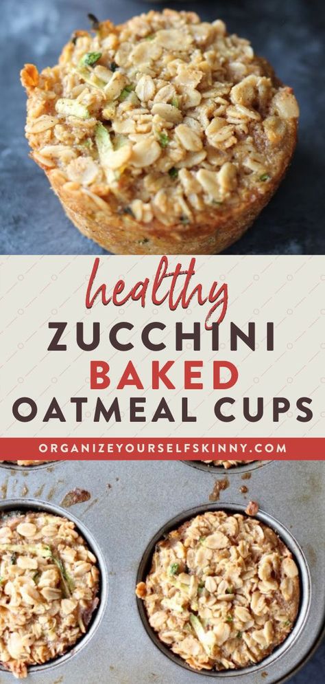 Zucchini Baked Oatmeal Cups, Baked Oatmeal Cups Healthy, Oatmeal Cups Healthy, Breakfast Recipes Meal Prep, Zucchini Baked Oatmeal, Healthy Grab And Go Breakfast, Healthy Grab And Go, Baked Oatmeal Recipes Healthy, Healthy Breakfast Baking