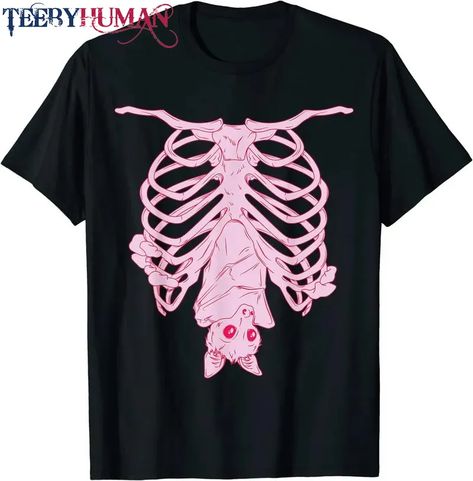 Pink Ribs Bat Pastel Goth Halloween Kawaii Skeleton Witch Unisex Tee Hoodie Classic T-Shirt Check more at https://teebyhuman.com/product/pink-ribs-bat-pastel-goth-halloween-kawaii-skeleton-witch-unisex-tee-hoodie-classic-t-shirt/ Kawaii Skeleton, Pastel Goth Halloween, Goth Cat, Skeleton Witch, Goth Halloween, Cat Top, Mall Goth, Pastel Goth, Skeleton