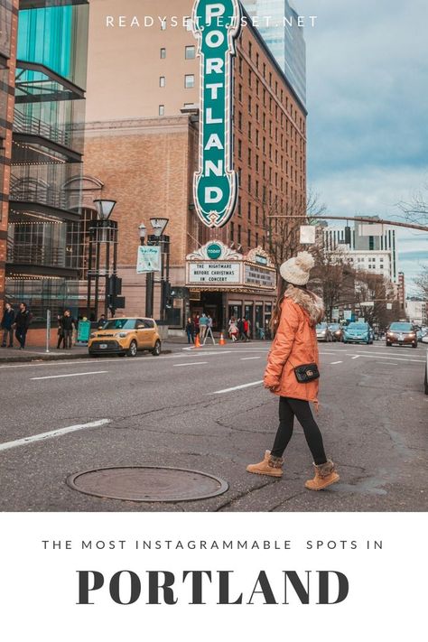 From famous signs to beautiful city views and donuts galore, here are the best Insta-worthy photo spots in Portland, Oregon! // The Most Instagrammable Spots in Portland, Oregon // www.readysetjetset.net #readysetjetset #portland #oregon #pdx #pnw #blogpost #photoguide Pct Aesthetic, Portland Oregon Outfit, Usa Dream, Downtown Portland Oregon, Washington Trip, Oregon Trip, Culture Center, Oregon Life, Portland Travel