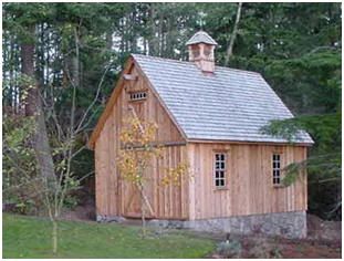 The Candlewood mini-barn can be built as a garage, workshop, shed or all-purpose backyard barn. This pretty lawn tractor shed in Washington ... Small Pole Barn, Pole Barn Construction, Stone Foundation, Backyard Crafts, Pole Barn Plans, Cedar Shingle, Backyard Barn, Plan Garage, Small Barns