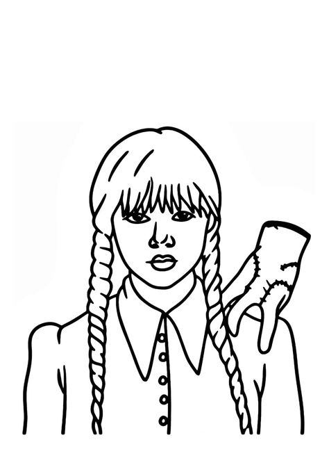 Wednesday Addams Printable, Wednesday Addams Coloring Pages, Wednesday Coloring Pages, Printable Coloring Pages For Kids, Relaxing Colors, Cartoon Coloring Pages, Coloring Pages Printable, Page Ideas, Wednesday Addams