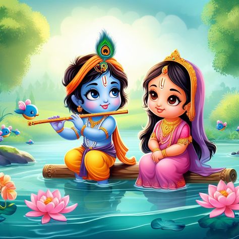 Cartoon Radha Krishna, Cute Radha Krishna Images, Baby Radha Krishna, Little Kanha Ji Images, Cartoons Krishna, Ganesha Artwork, Krishna Drawing, Boho Art Drawings, Little Krishna