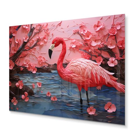 Bay Isle Home Blushing Red Flamingos On Canvas Print | Wayfair Red Flamingo, Beautiful Flamingo, Animal Wall Art, Canvas Home, Metal Artwork, Metal Wall Decor, Pillow Art, Metal Wall Art, Pink And Green