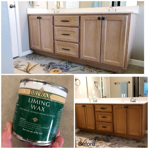 DIY Lime wax on honey oak cabinets Honey Oak Cabinets, Revere Pewter, Honey Oak, Oak Kitchen, Diy Cabinets, Oak Cabinets, Kitchen Redo, Storage Diy, Painting Kitchen Cabinets