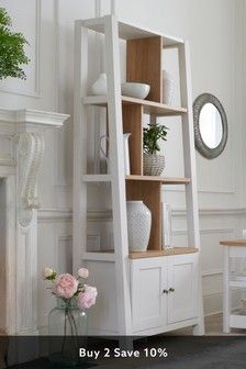 Ladder Shelf With Drawers, Next Malvern Cream, Sofa Shelf, Storage Ladder, Ladder Shelves, Ladder Bookshelf, Cream Paint, Standing Shelves, Ladder Shelf