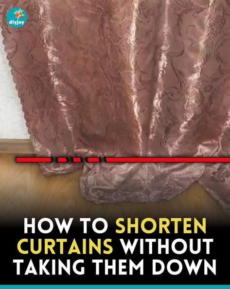 How To Shorten Curtains, How To Shorten Curtains Without Sewing, Shorten Curtains, How To Hem Curtains, Curtains Without Sewing, Original Hem, No Sew Curtains, Buy Curtains, Curtain Length