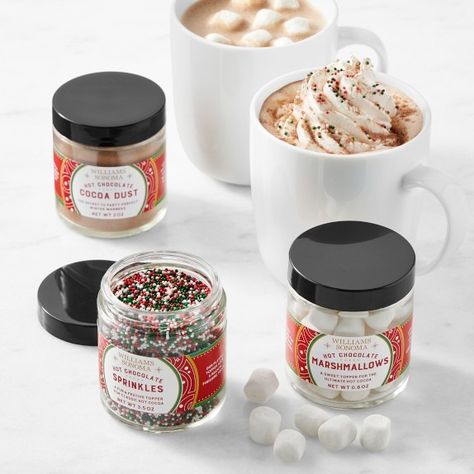 All Christmas | Williams Sonoma Hot Chocolate Toppers, Hot Chocolate Kits, Hot Chocolate Kit, Chocolate Toppers, Thanksgiving Cocktail Recipes, Chocolate Cappuccino, Halloween Menu, Hanukkah Food, Beverage Bar