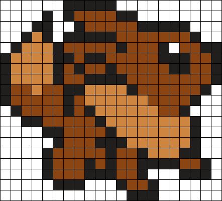 Eevee Perler Bead Pattern / Bead Sprite Eevee Perler, Nerdy Perler Beads, Perler Bead Pokemon Patterns, Pixel Pokemon, Pokemon Perler, Pokemon Cross Stitch, Kandi Cuffs, Pixel Art Pokemon, Pokemon Pattern